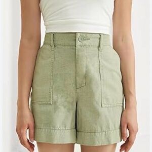Olive Green Women's High-Waisted Shorts